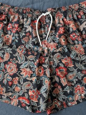 Abercrombie & Fitch Men's Floral Swim Trunks - Black, Red, Teal